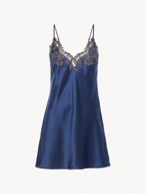 La Perla Maison Donna Silk Sleepwear Blu Scuro | NNS5fTkCOba